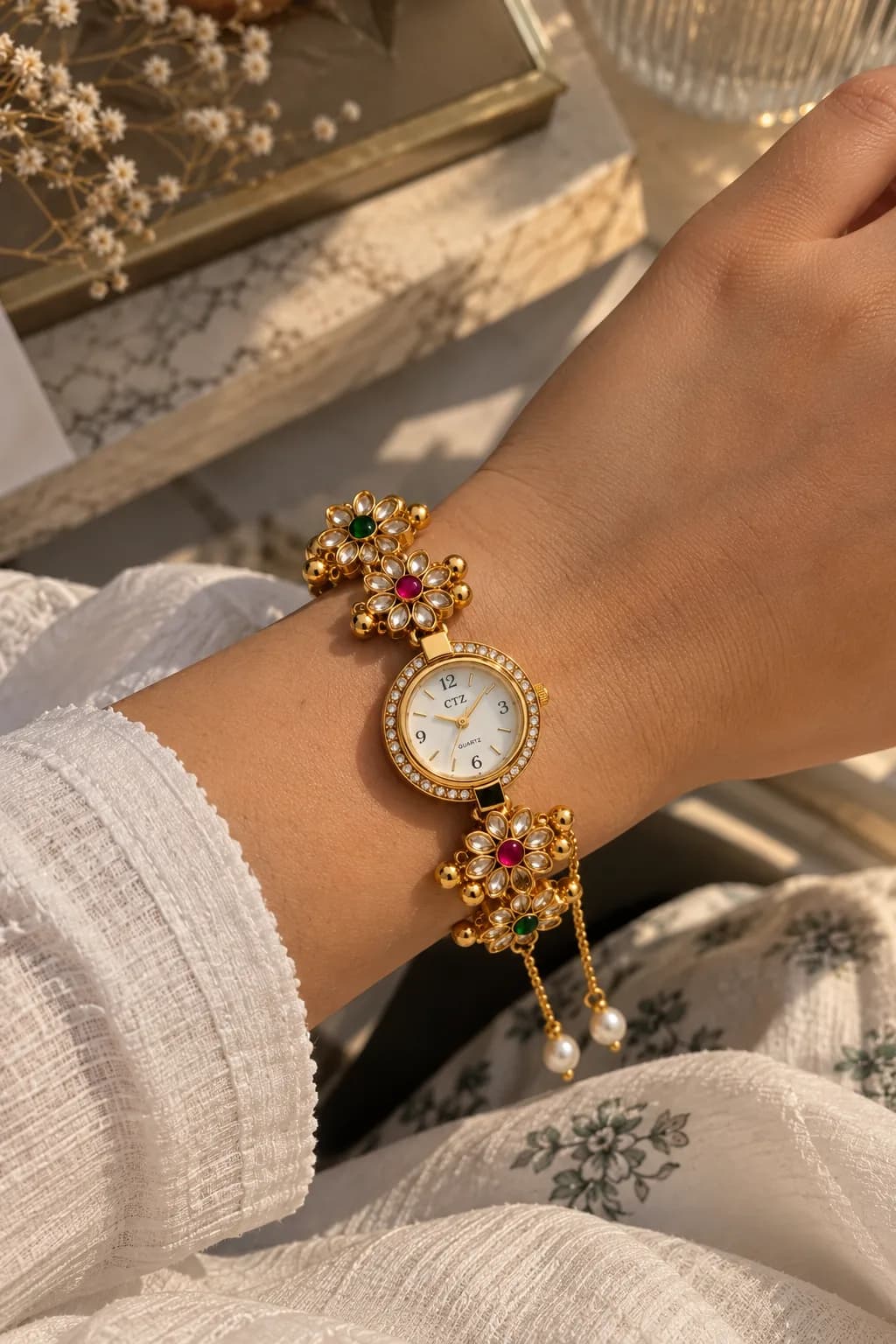 Kashmiri Floral Embellished Watch